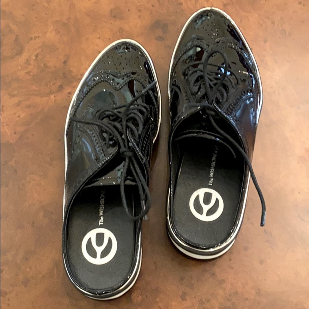 Black Patent Leather Mules